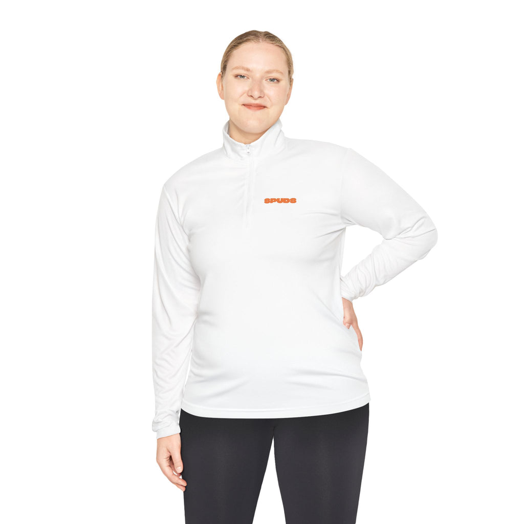 Quarter-Zip Pullover — Minimal Orange Bar Chest Logo