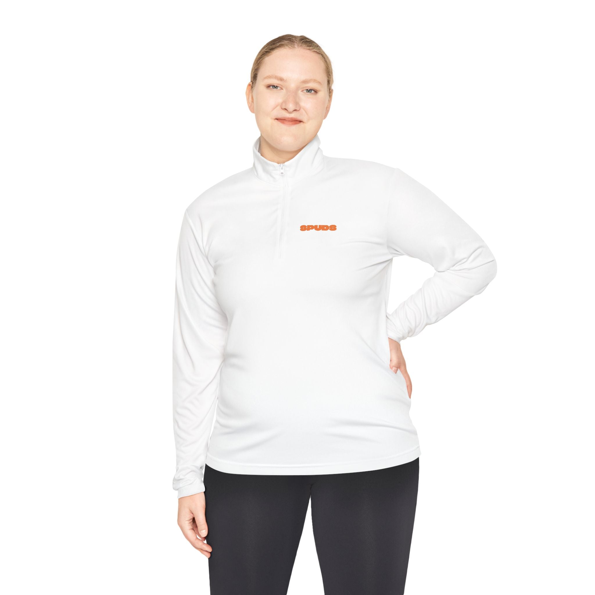 Quarter-Zip Pullover — Minimal Orange Bar Chest Logo