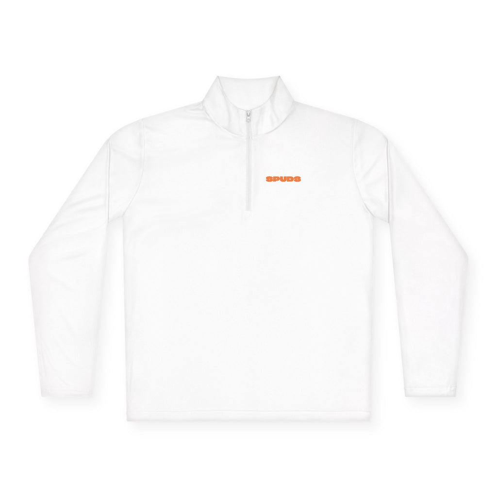 Quarter-Zip Pullover — Minimal Orange Bar Chest Logo