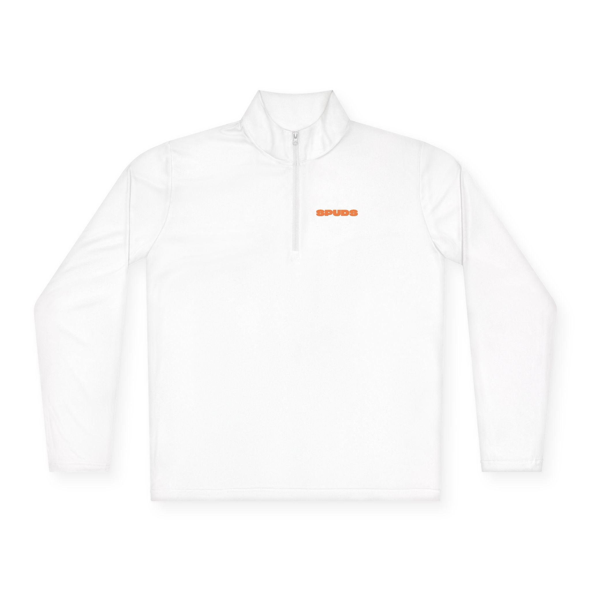 Quarter-Zip Pullover — Minimal Orange Bar Chest Logo