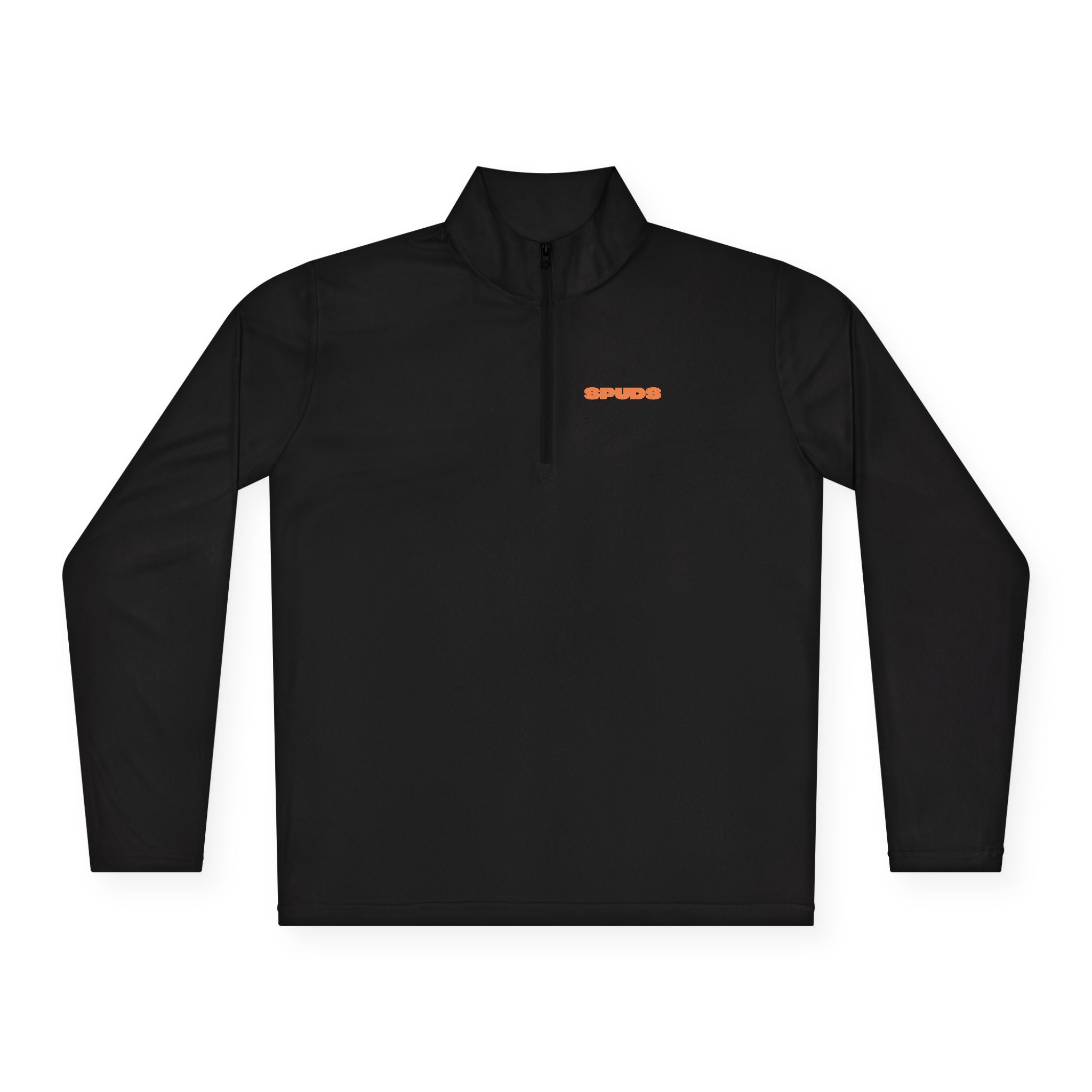 Quarter-Zip Pullover — Minimal Orange Bar Chest Logo
