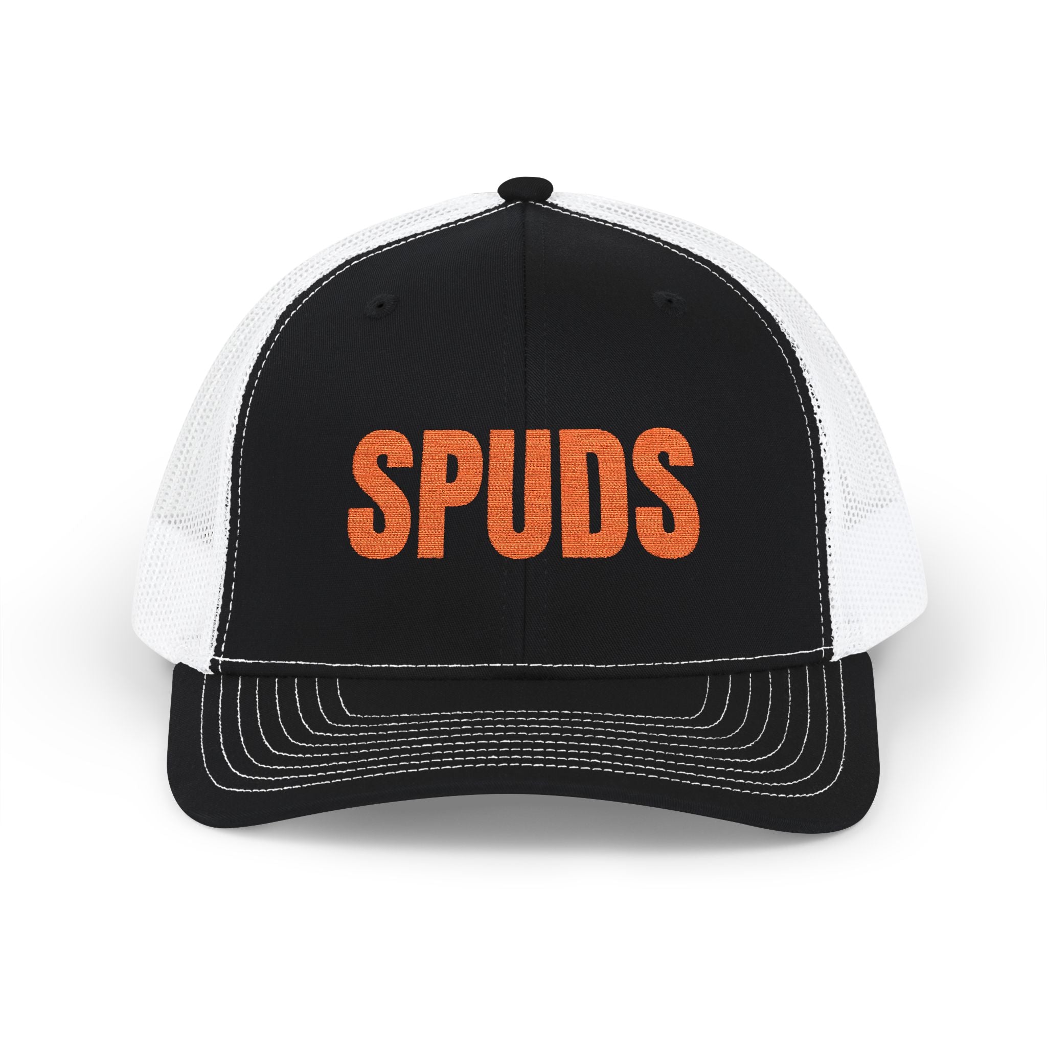 SPUDS Trucker Hat – Retro Orange Embroidered Snapback Cap